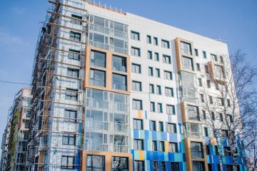 The construction of a residential high-rise building